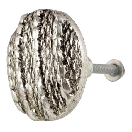 Round Jute Shape Antique Silver Aluminium Dresser Knob